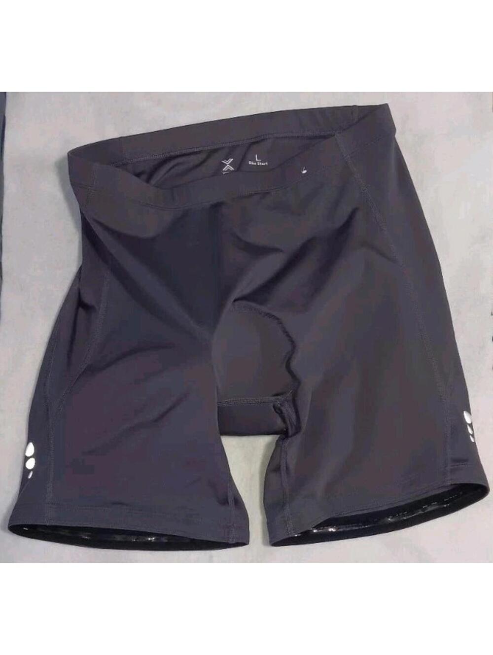 Xersion Cycling Bike Shorts Mens Size Large Gray Anti Odor Leg Grips Stretch...